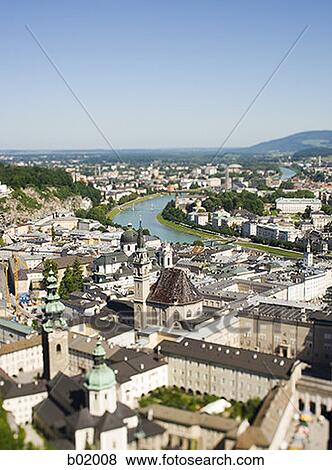 High angle view of buildings in a city View Large Photo Image Stock Photo - High angle view of buildings in a city. Fotosearch