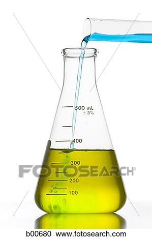 Liquid being poured into a conical flask with a test tube View Large Photo Image Stock Image - Liquid being poured into a conical flask with a test tube. Fotosearch