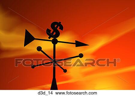 Picture - Low angle horizontal view of a dollar sign on a weather vane. Fotosearch