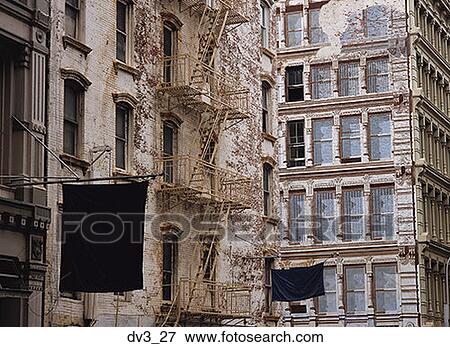 Low angle view of a fire escape outside a building View Large Photo Image Stock Photo - Low angle view of a fire escape outside a building. Fotosearch