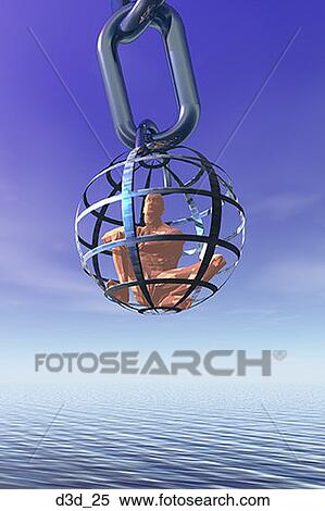 Low angle view of a man in a spherical cage dangling above water View Large Photo Image Stock Photography - Low angle view of a man in a spherical cage dangling above water. Fotosearch
