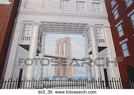 Low angle view of a painting depicting the Brooklyn Bridge View Large Photo Image Stock Photography - Low angle view of a painting depicting the Brooklyn Bridge. Fotosearch