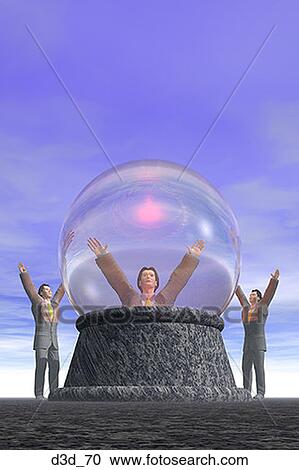 Low angle view of three people standing around a crystal ball View Large Photo Image Stock Image - Low angle view of three people standing around a crystal ball. Fotosearch