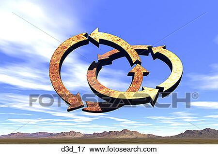 Stock Photo - Low angle view of two rings of arrows connected together. Fotosearch