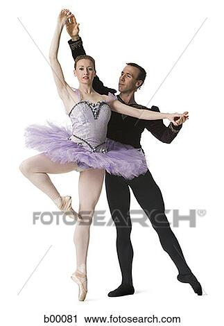 Stock Image - Male ballet dancer supporting a female ballerina. Fotosearch