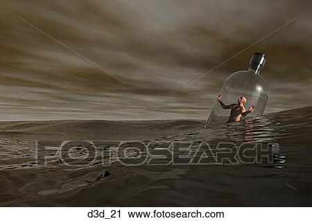 Person trapped in a bottle floating in water View Large Photo Image Stock Image - Person trapped in a bottle floating in water. Fotosearch