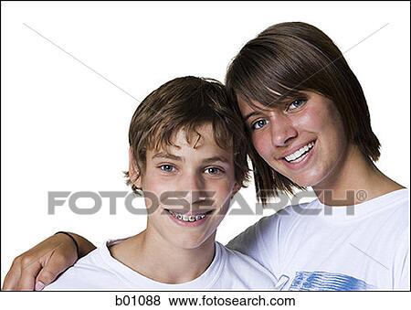 Portrait of a brother and a sister View Large Photo Image Stock Photo - Portrait of a brother and a sister. Fotosearch
