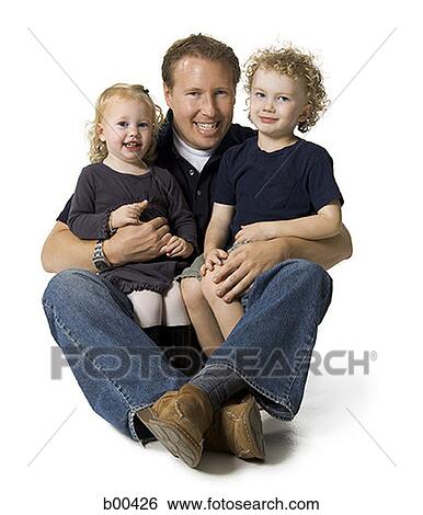 Portrait of a father sitting with his son and his daughter View Large Photo Image Stock Photograph - Portrait of a father sitting with his son and his daughter. Fotosearch