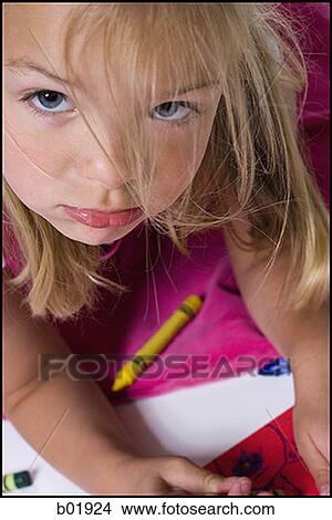 Portrait of a girl looking serious View Large Photo Image Picture - Portrait of a girl looking serious. Fotosearch