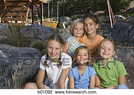 Portrait of a group of children View Large Photo Image Stock Image - Portrait of a group of children. Fotosearch
