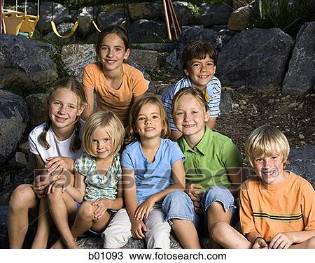 Portrait of a group of children View Large Photo Image Stock Image - Portrait of a group of children. Fotosearch