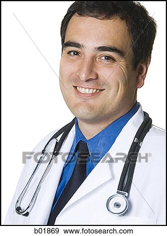 Stock Photo - Portrait of a male doctor smiling. Fotosearch