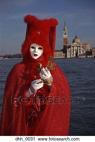 Stock Image - Portrait of a person in a masquerade costume. Fotosearch