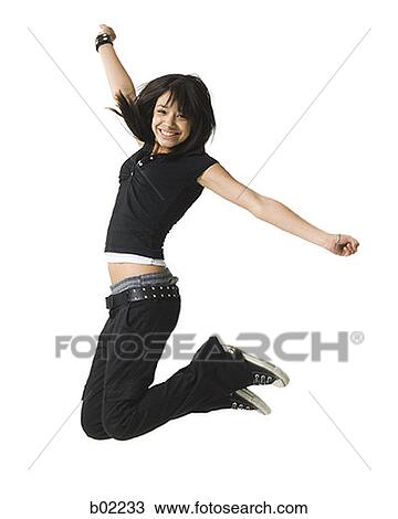 Portrait of a teenage girl jumping View Large Photo Image Stock Image - Portrait of a teenage girl jumping. Fotosearch