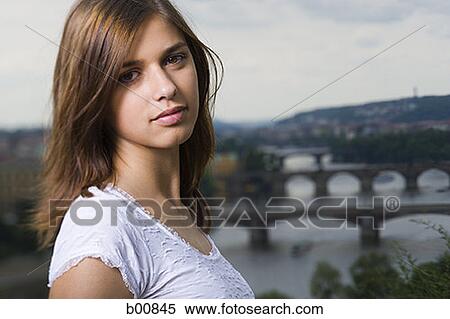 Portrait of a teenage girl View Large Photo Image Stock Photography - Portrait of a teenage girl. Fotosearch