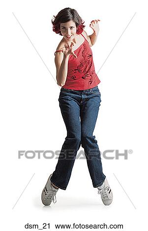 Portrait of a young woman dancing View Large Photo Image Stock Image - Portrait of a young woman dancing. Fotosearch