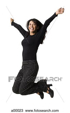 Portrait of an adult Hispanic woman jumping View Large Photo Image Stock Image - Portrait of an adult Hispanic woman jumping. Fotosearch