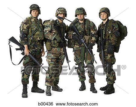 Portrait of four soldiers holding rifles View Large Photo Image Stock Photograph - Portrait of four soldiers holding rifles. Fotosearch