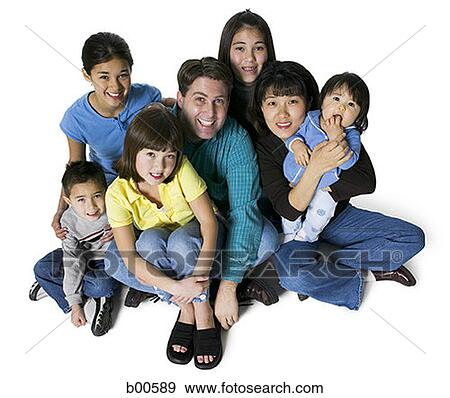 Portrait of parents sitting with their children View Large Photo Image Stock Photo - Portrait of parents sitting with their children. Fotosearch
