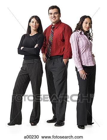 Portrait of three business people standing View Large Photo Image Stock Image - Portrait of three business people standing. Fotosearch