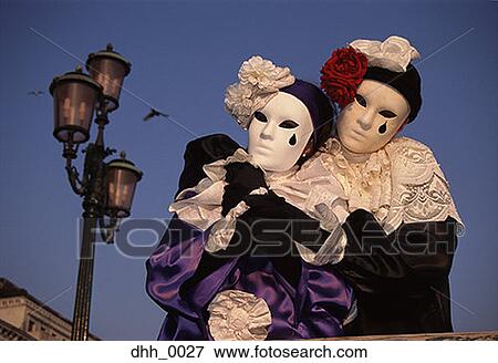 Portrait of two people in masquerade costumes View Large Photo Image Stock Photo - Portrait of two people in masquerade costumes. Fotosearch