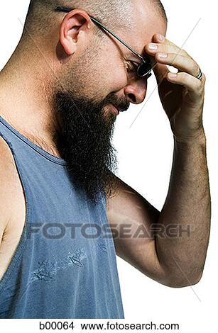 Picture - Profile of a bald man thinking. Fotosearch