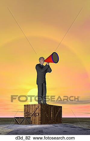 Profile of a businessman standing on a soapbox with a megaphone View Large Photo Image Stock Image - Profile of a businessman standing on a soapbox with a megaphone. Fotosearch
