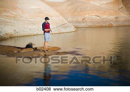 Profile of a young man fishing View Large Photo Image Stock Photo - Profile of a young man fishing. Fotosearch