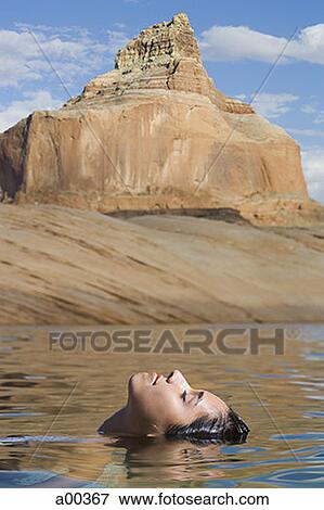 Profile of a young woman swimming View Large Photo Image Stock Photo - Profile of a young woman swimming. Fotosearch