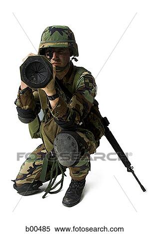 Soldier aiming a grenade launcher View Large Photo Image Stock Photography - Soldier aiming a grenade launcher. Fotosearch