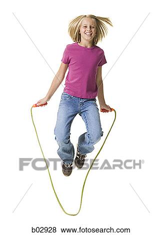 Stock Photo - Young girl jumping rope. Fotosearch