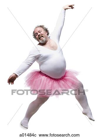 太りすぎの人 中に バレリーナ チュチュ 微笑 そして ダンス ストックイメージ Ac Fotosearch