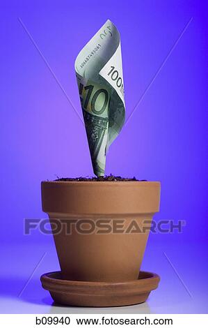A one hundred Euro banknote growing in a flower pot View Large Photo Image Stock Image - A one hundred Euro banknote growing in a flower pot. Fotosearch