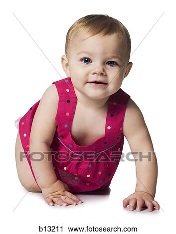 Baby girl crawling View Large Photo Image Stock Image - Baby girl crawling. Fotosearch
