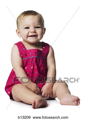 Baby girl sitting and smiling View Large Photo Image Stock Photo - Baby girl sitting and smiling. Fotosearch
