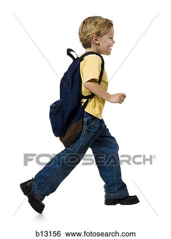 Boy with backpack running View Large Photo Image Stock Photograph - Boy with backpack running. Fotosearch