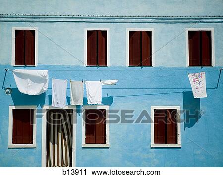 Stock Image - Buildings on Burano Island in Venice Italy. Fotosearch