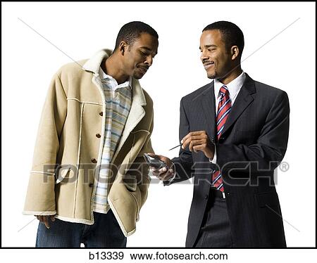 Stock Photo - Businessman and casually dressed twins. Fotosearch