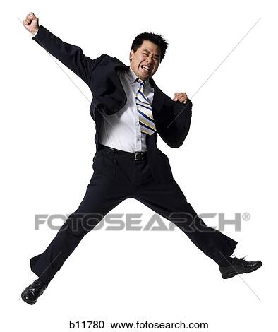 Stock Image - Businessman jumping. Fotosearch