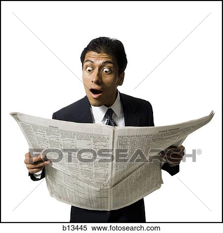 Businessman reading newspaper View Large Photo Image Stock Photography - Businessman reading newspaper. Fotosearch
