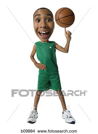 Caricature of a boy spinning a basketball on his finger View Large Photo Image Picture - Caricature of a boy spinning a basketball on his finger. Fotosearch