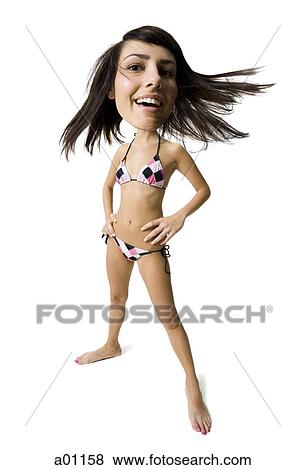 Stock Photo - Caricature of a young woman in a bikini. Fotosearch