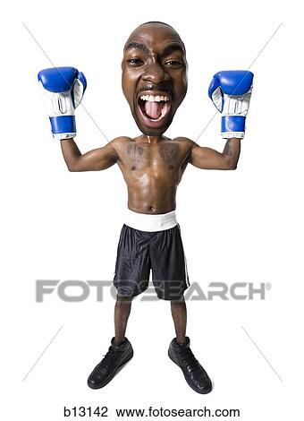Caricature of boxer with gloves View Large Photo Image Stock Image - Caricature of boxer with gloves. Fotosearch