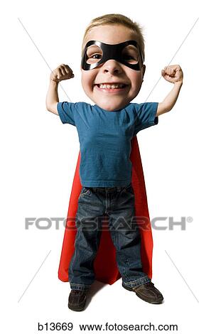 Caricature of boy with mask and cape View Large Photo Image Stock Photo - Caricature of boy with mask and cape. Fotosearch