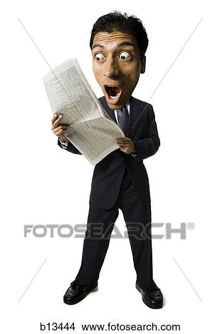 Caricature of businessman reading newspaper View Large Photo Image Picture - Caricature of businessman reading newspaper. Fotosearch