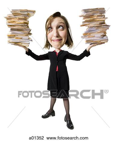 Caricature of businesswoman with file folders View Large Photo Image Stock Image - Caricature of businesswoman with file folders. Fotosearch