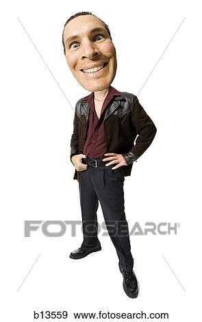 Caricature of man in leather jacket smiling View Large Photo Image Stock Photo - Caricature of man in leather jacket smiling. Fotosearch