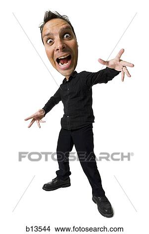 Picture - Caricature of man making funny face. Fotosearch