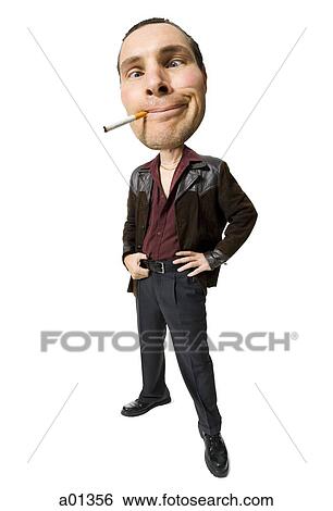 Caricature of man smoking with eyes crossed and leather jacket View Large Photo Image Stock Photograph - Caricature of man smoking with eyes crossed and leather jacket. Fotosearch