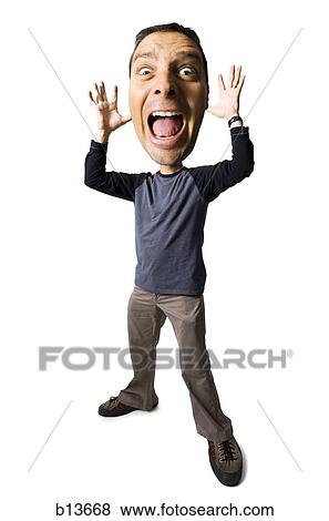 Caricature of man yelling View Large Photo Image Stock Photo - Caricature of man yelling. Fotosearch